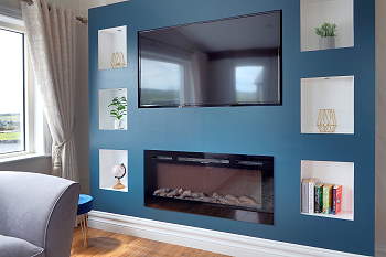 Large Smart TV & electric fireplace